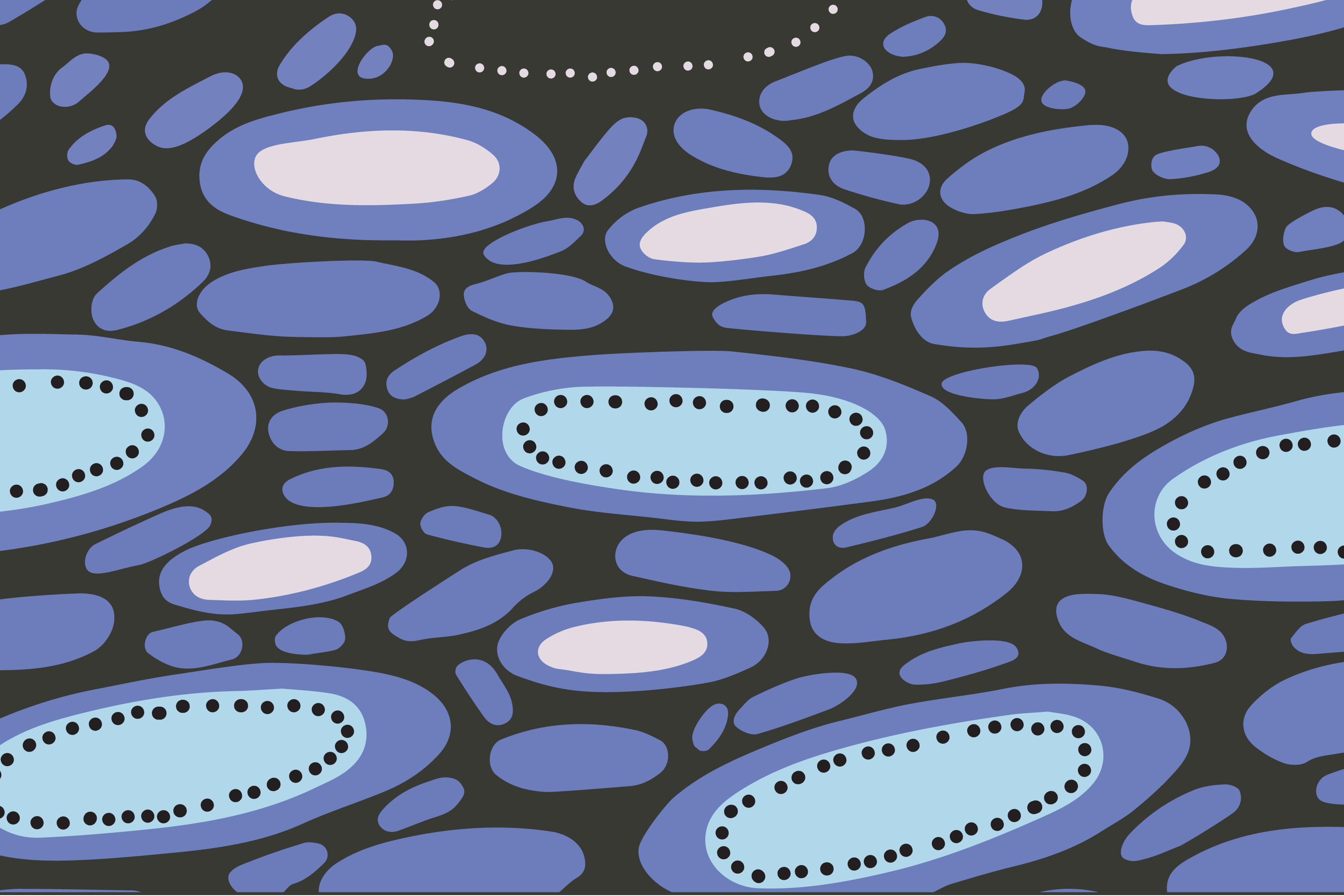Artists depiction of stones, in tones of blue