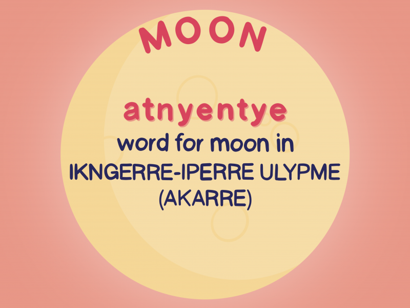 “Atnyentye” is the word for “Moon” in the Ikngerre-iperre ulypme (Akarre) language