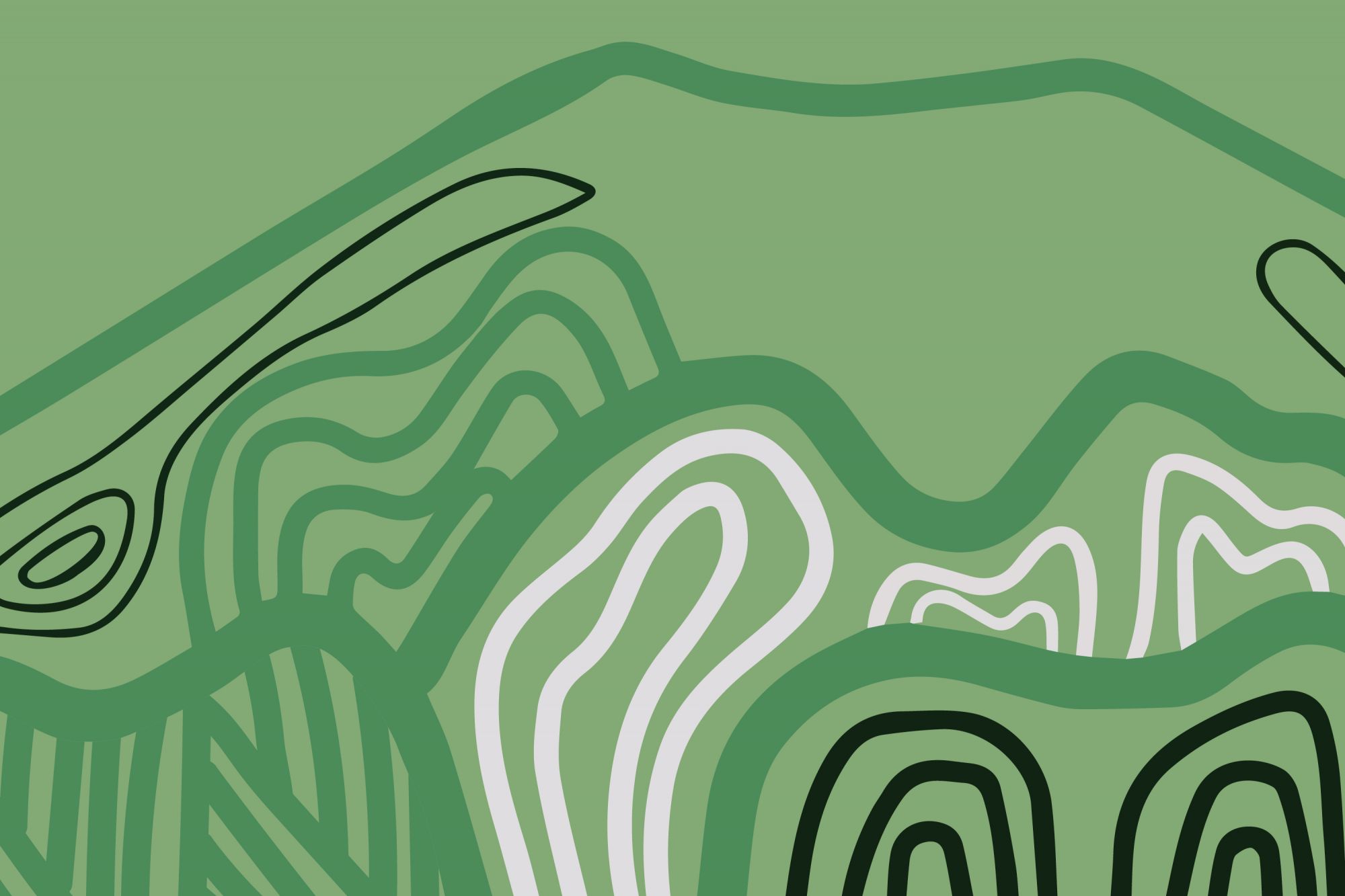 Green mountain depicted by artist Kinya Lerk.