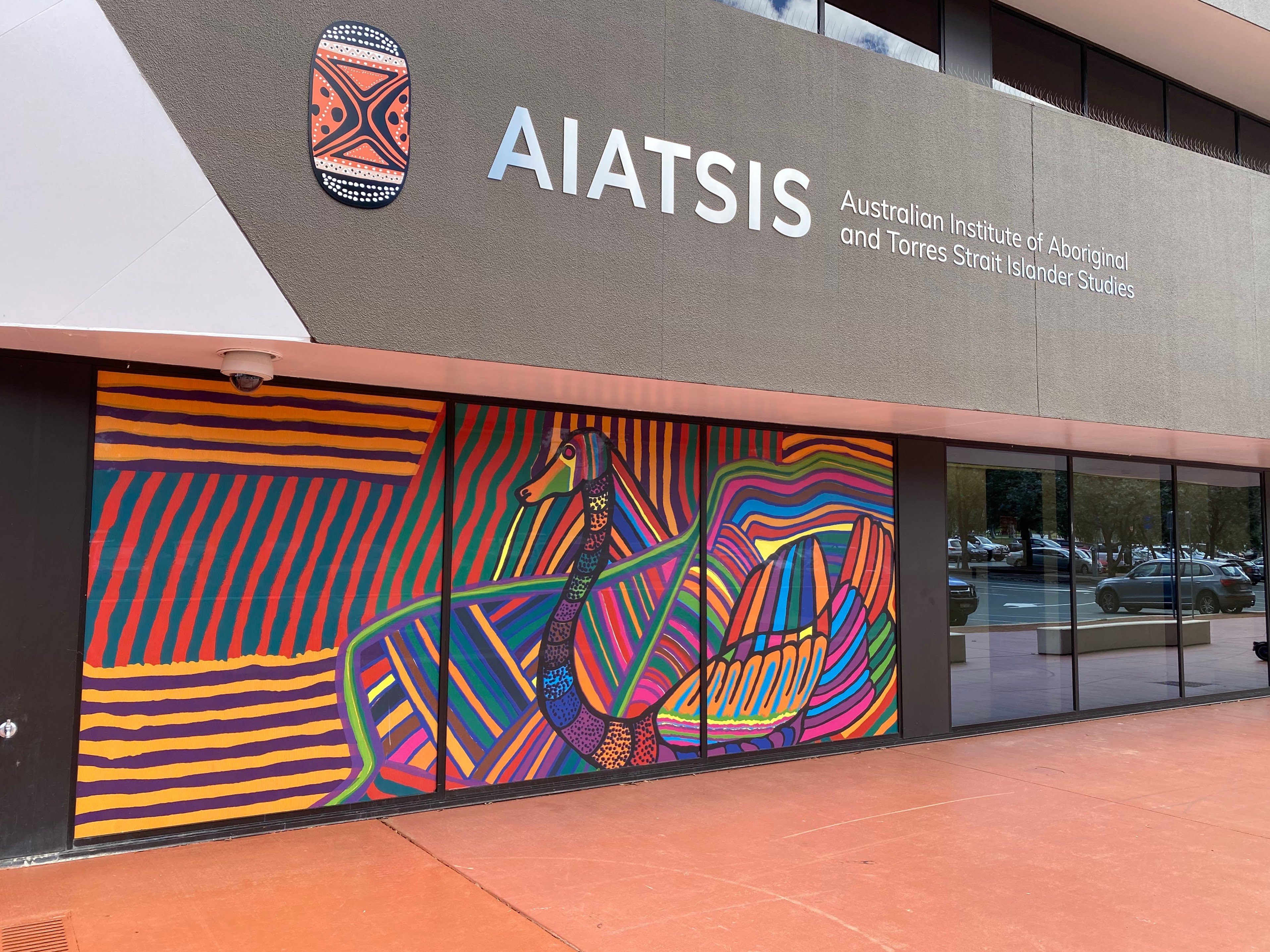 Image of the front of the building of the Aus Institute of Aboriginal and Torres Strait Islander Studies